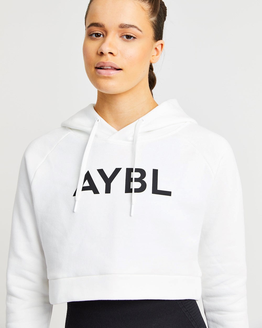 AYBL Staple Crop Hoodie Biele | 38ZXAKVRL