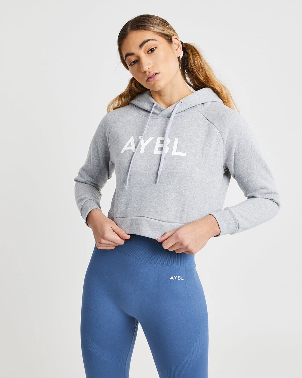 AYBL Staple Crop Hoodie Svetlo Siva | 09SHVJDFZ