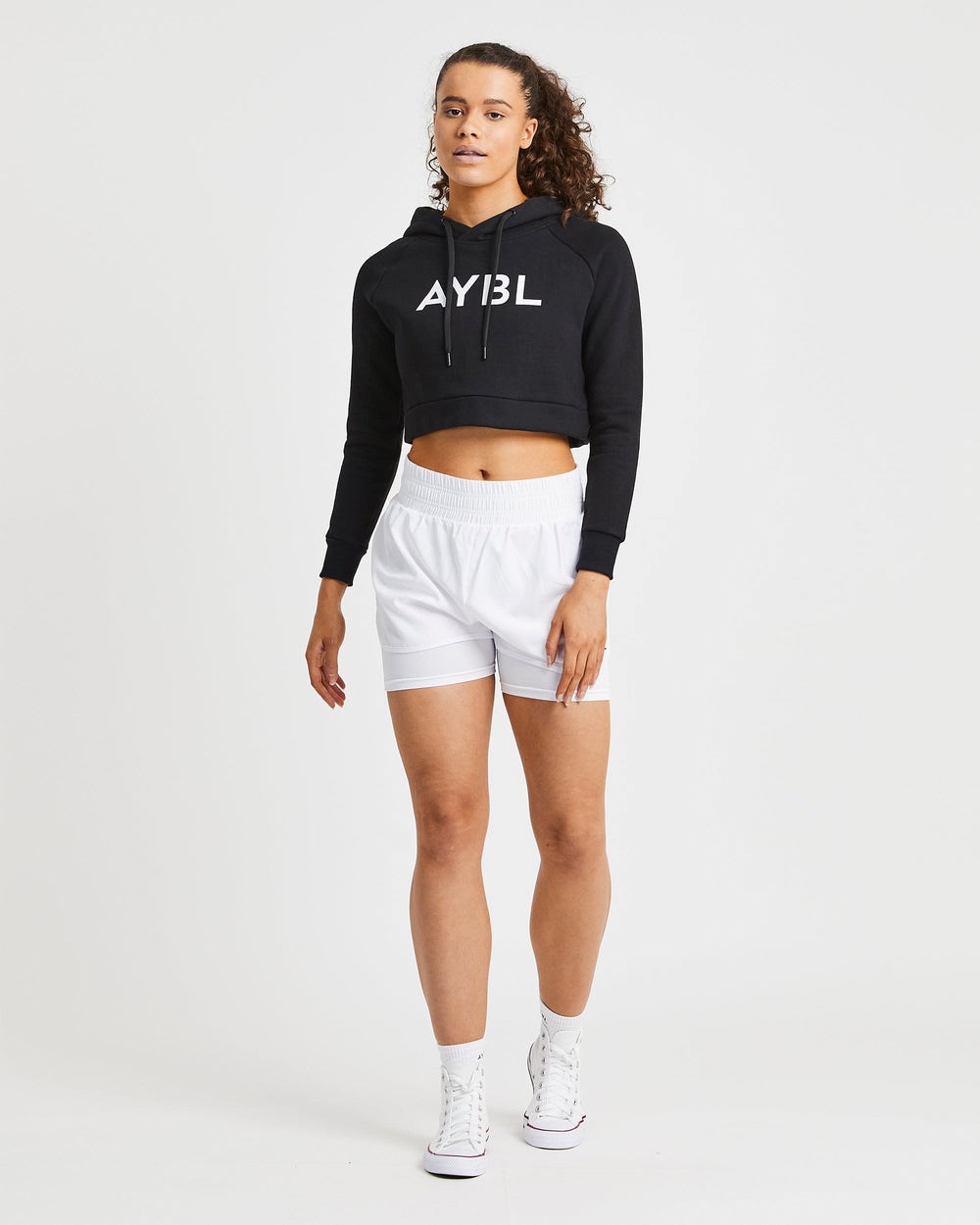 AYBL Staple Crop Hoodie Čierne | 76XPDTSWE