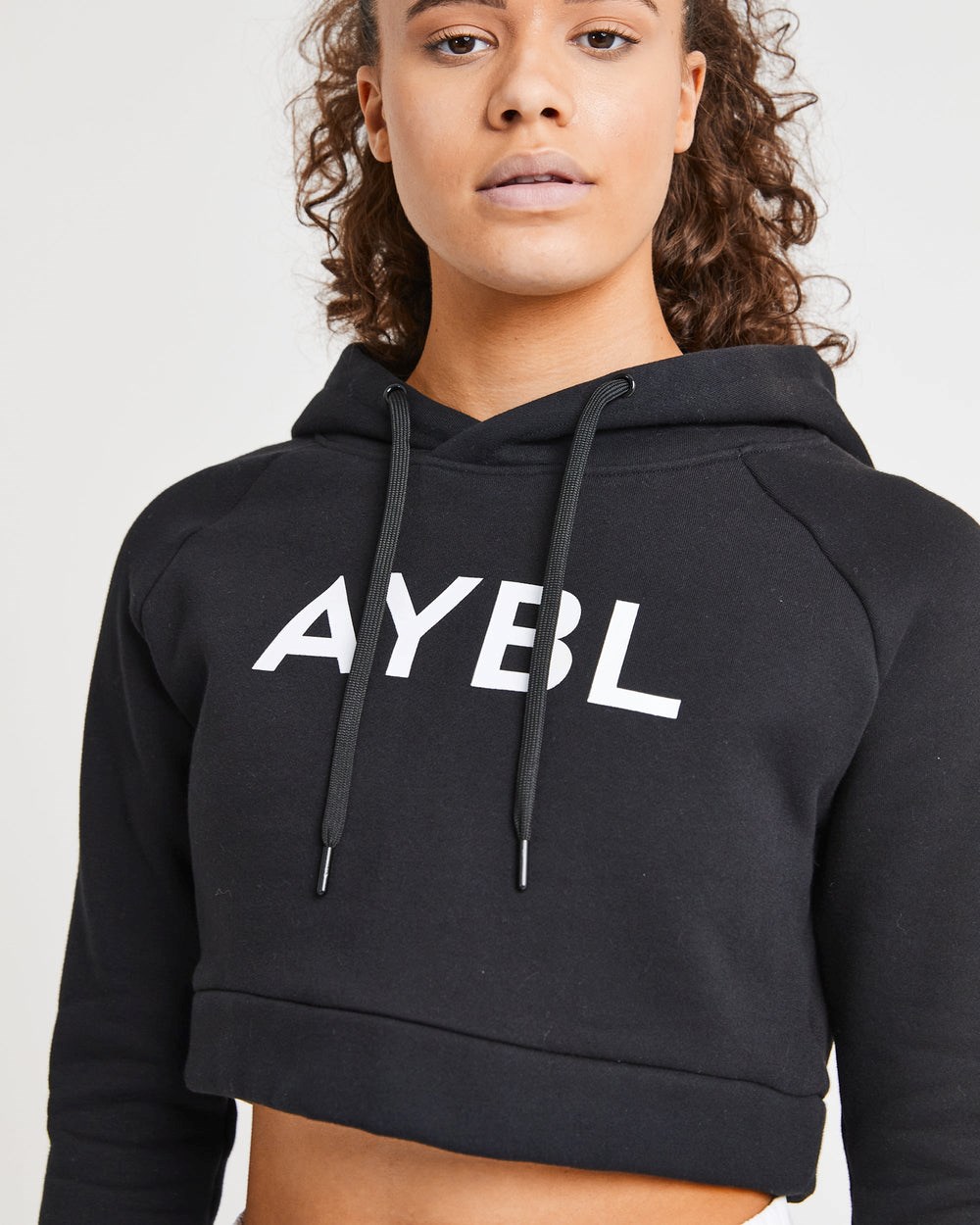 AYBL Staple Crop Hoodie Čierne | 76XPDTSWE