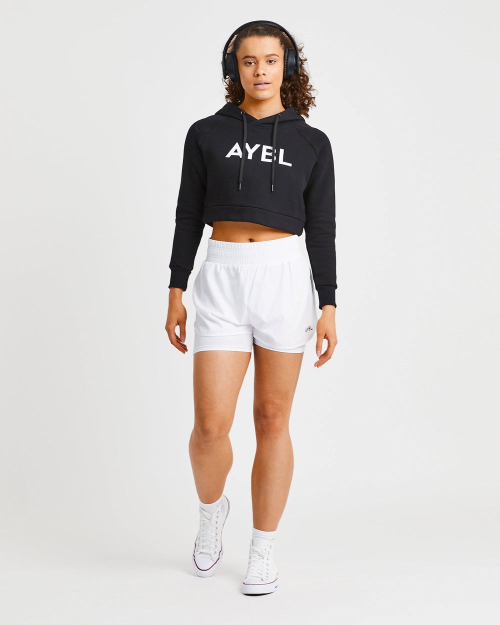 AYBL Staple Crop Hoodie Čierne | 76XPDTSWE