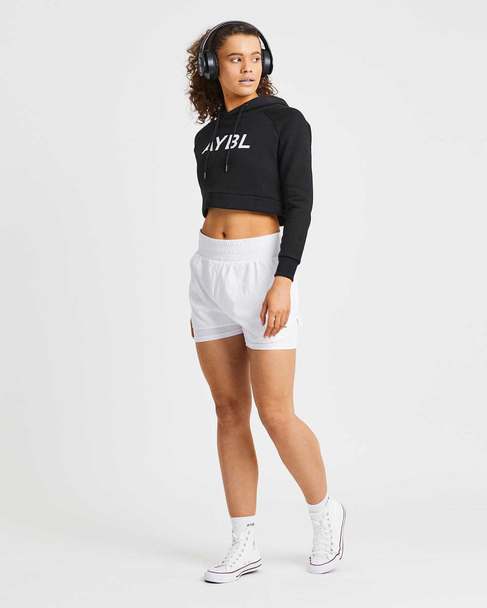 AYBL Staple Crop Hoodie Čierne | 76XPDTSWE