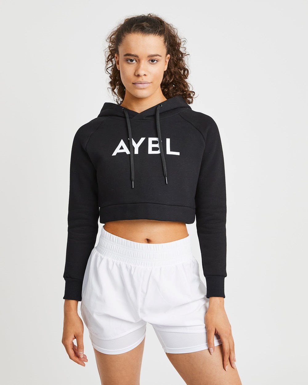 AYBL Staple Crop Hoodie Čierne | 76XPDTSWE