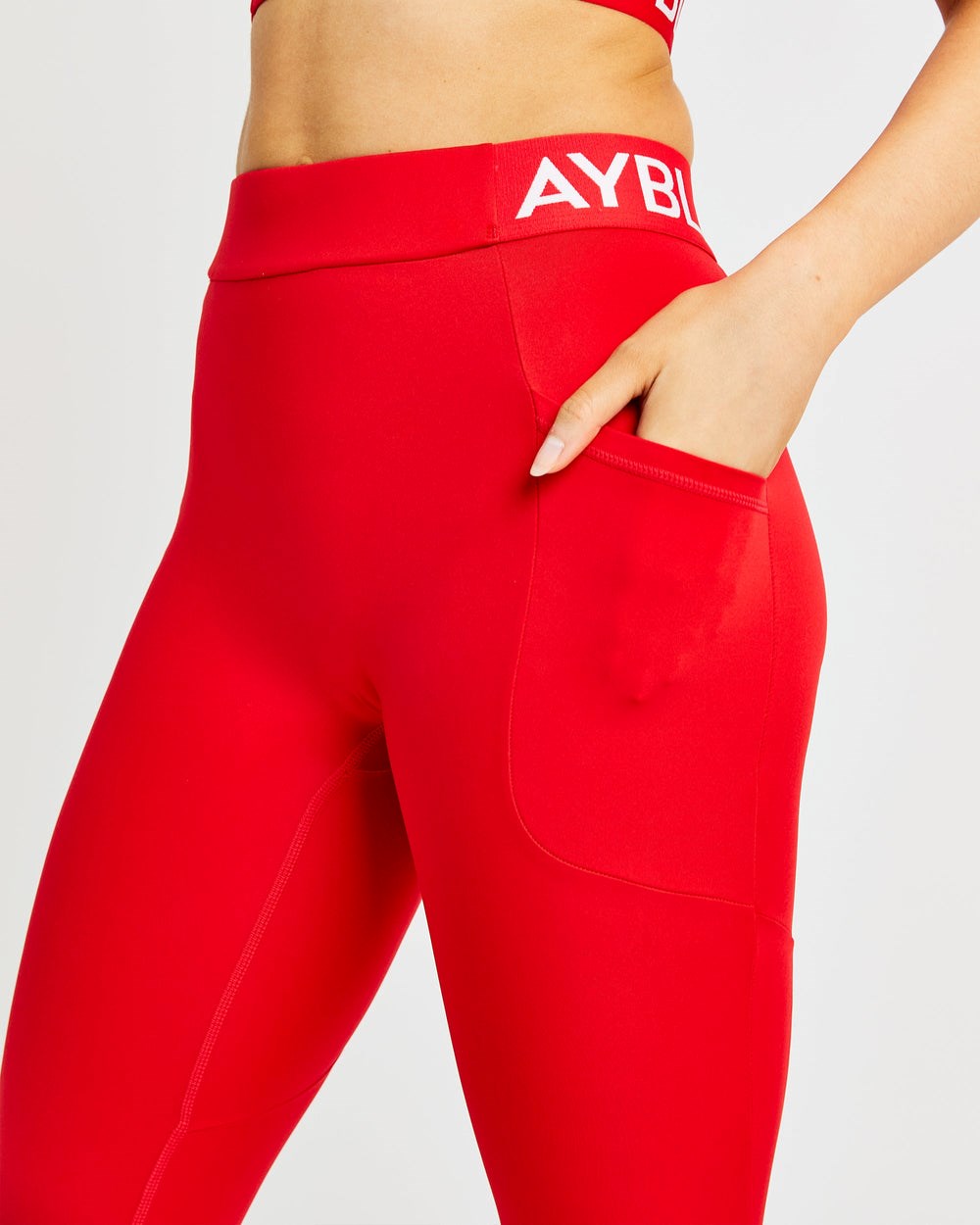 AYBL Tréningová Leggings Červené | 58EWFGRJC