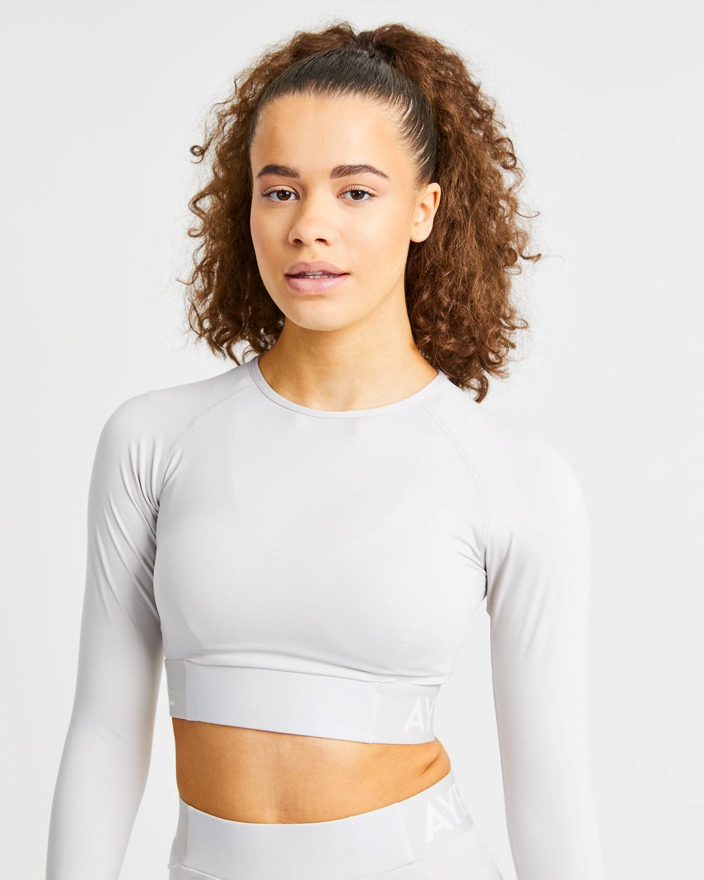 AYBL Tréningová Long Sleeve Crop Top Béžové | 18KYRWCJN