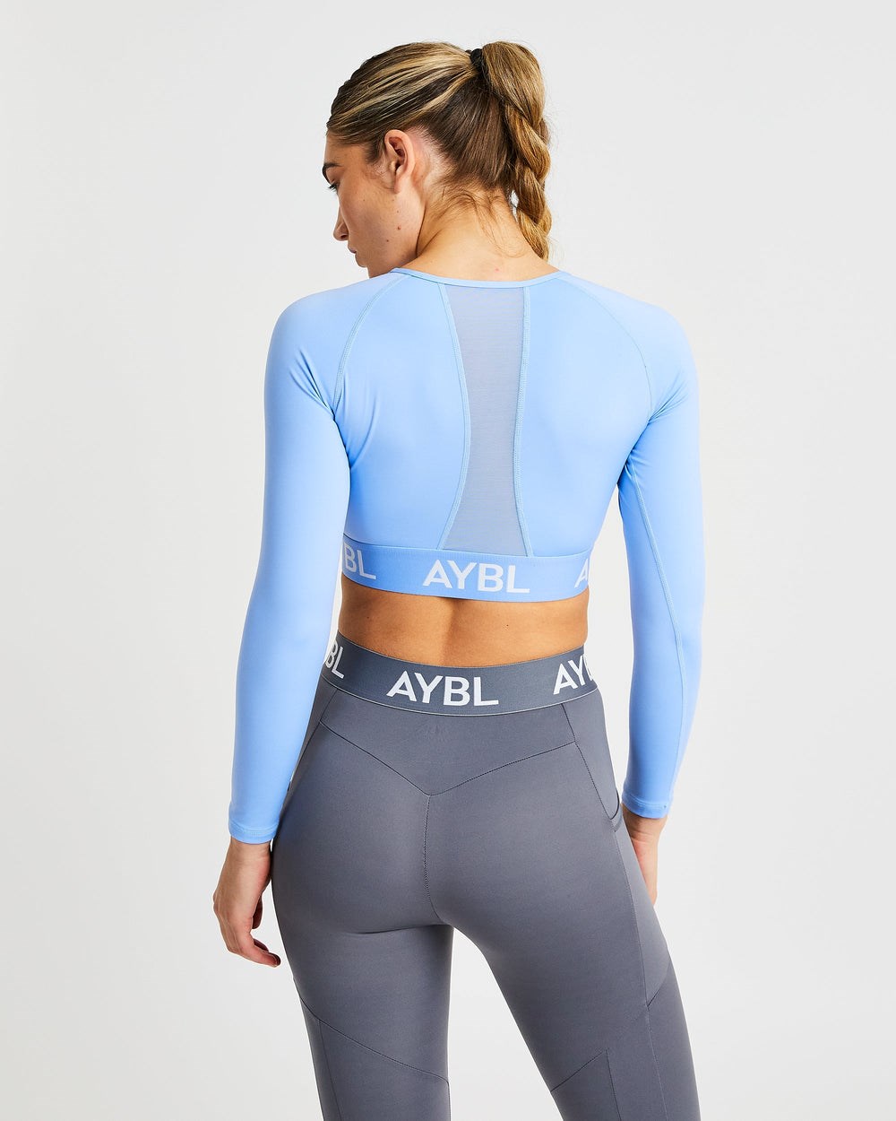 AYBL Tréningová Long Sleeve Crop Top Modre | 15AXLGOKQ