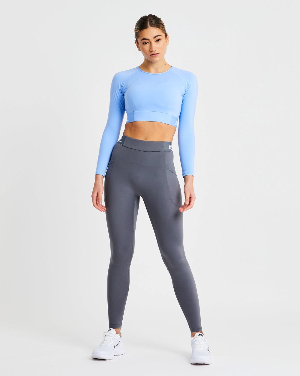 AYBL Tréningová Long Sleeve Crop Top Modre | 15AXLGOKQ