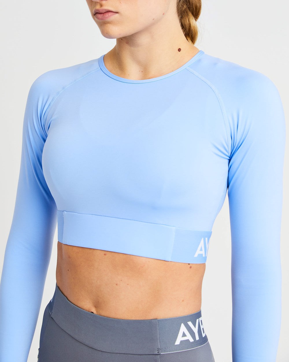 AYBL Tréningová Long Sleeve Crop Top Modre | 15AXLGOKQ