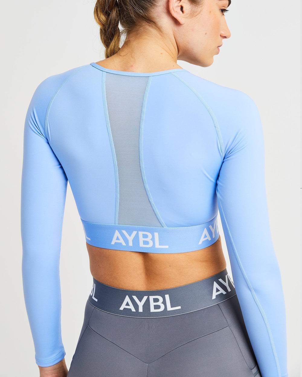 AYBL Tréningová Long Sleeve Crop Top Modre | 15AXLGOKQ