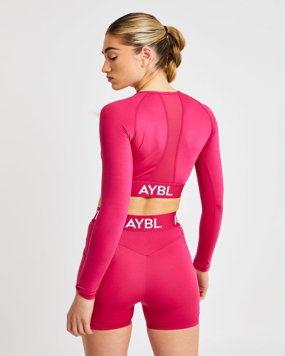 AYBL Tréningová Long Sleeve Crop Top Raspberry | 51OTRHCNV