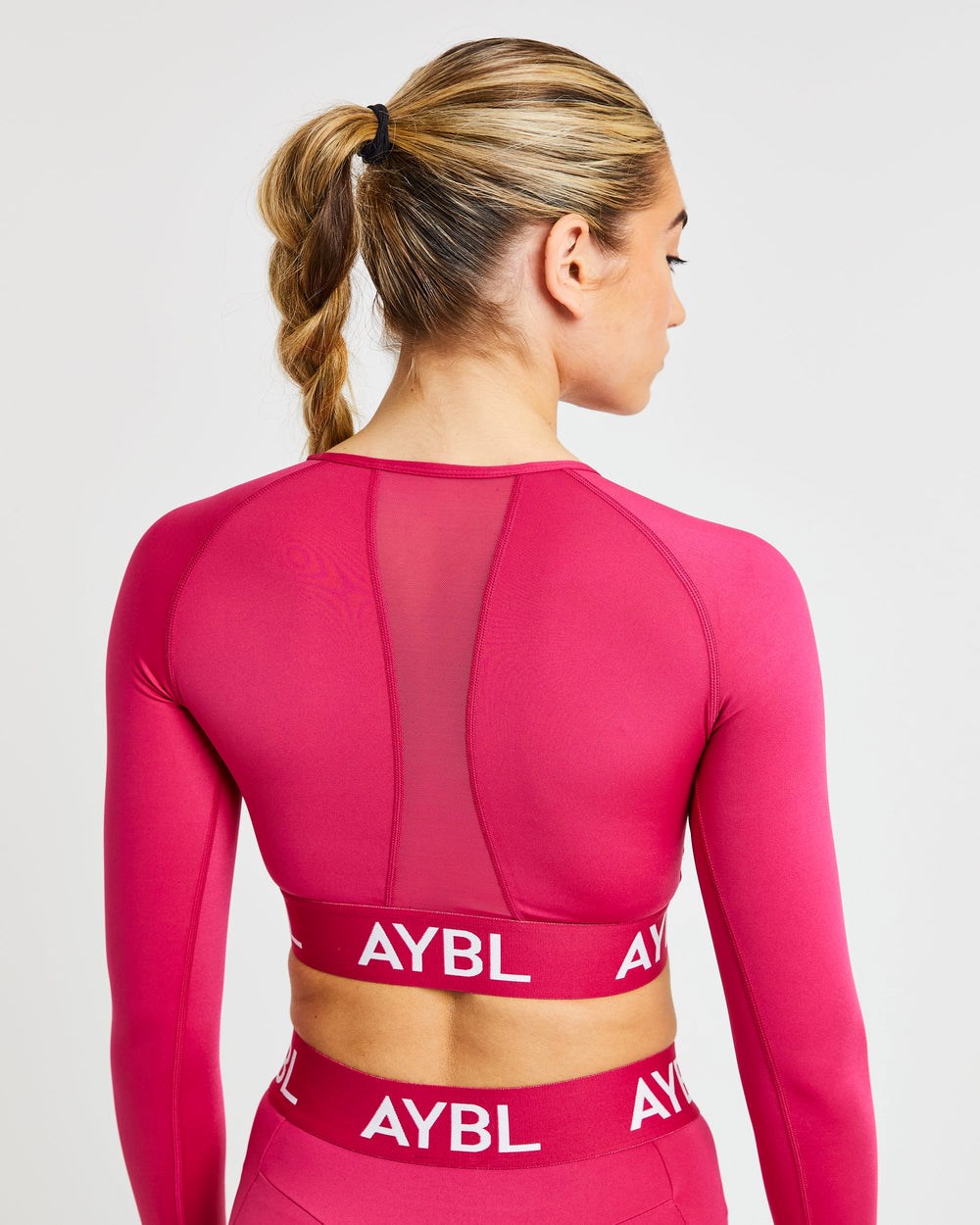 AYBL Tréningová Long Sleeve Crop Top Raspberry | 51OTRHCNV