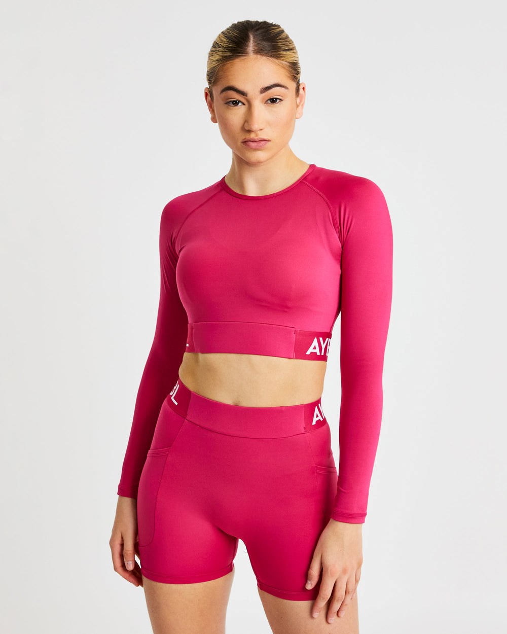 AYBL Tréningová Long Sleeve Crop Top Raspberry | 51OTRHCNV