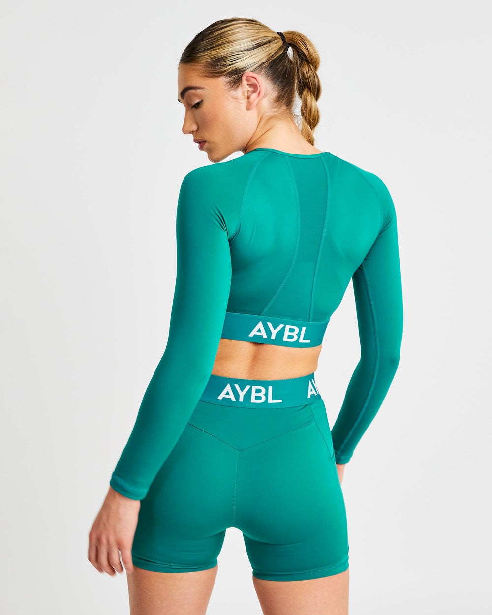 AYBL Tréningová Long Sleeve Crop Top Teal | 37HXVMCFK