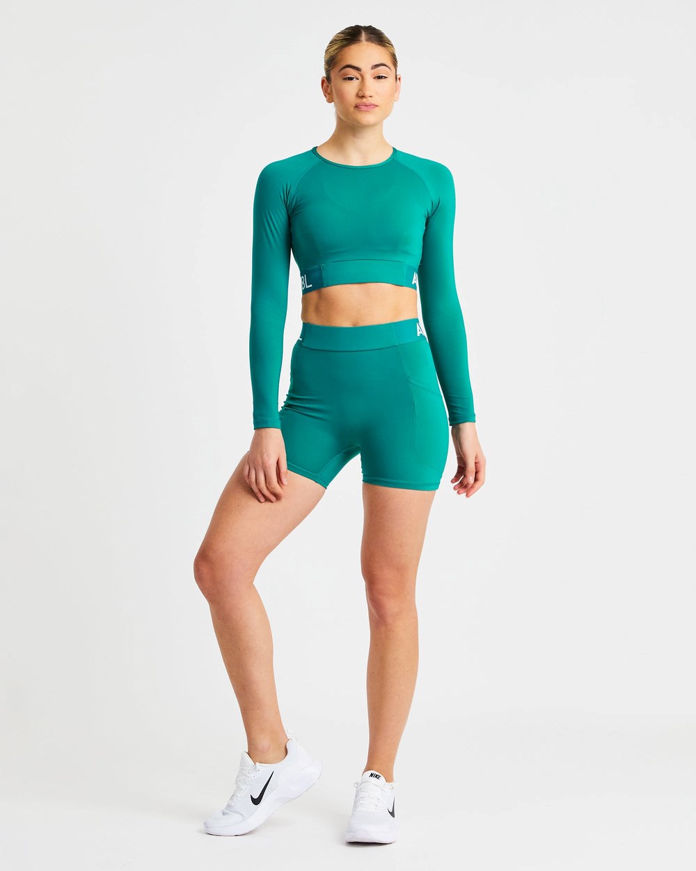 AYBL Tréningová Long Sleeve Crop Top Teal | 37HXVMCFK