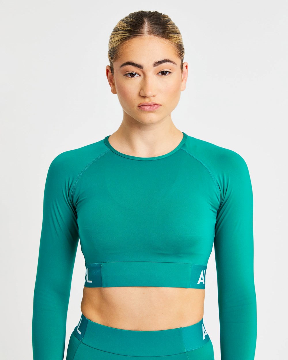 AYBL Tréningová Long Sleeve Crop Top Teal | 37HXVMCFK