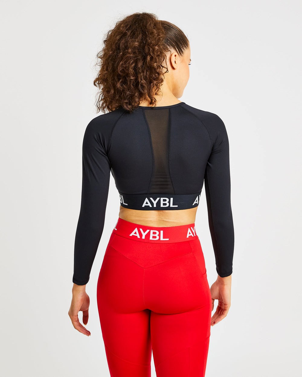 AYBL Tréningová Long Sleeve Crop Top Čierne | 37UHEXTPK