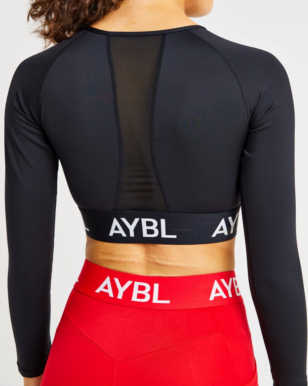 AYBL Tréningová Long Sleeve Crop Top Čierne | 40KEXJSOY