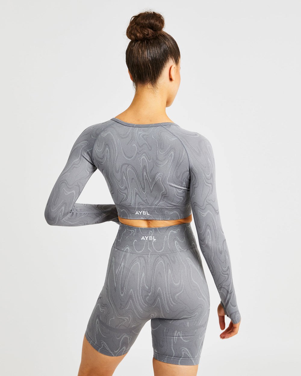 AYBL Velocity Seamless Long Sleeve Crop Top Siva | 10UPMTCVL