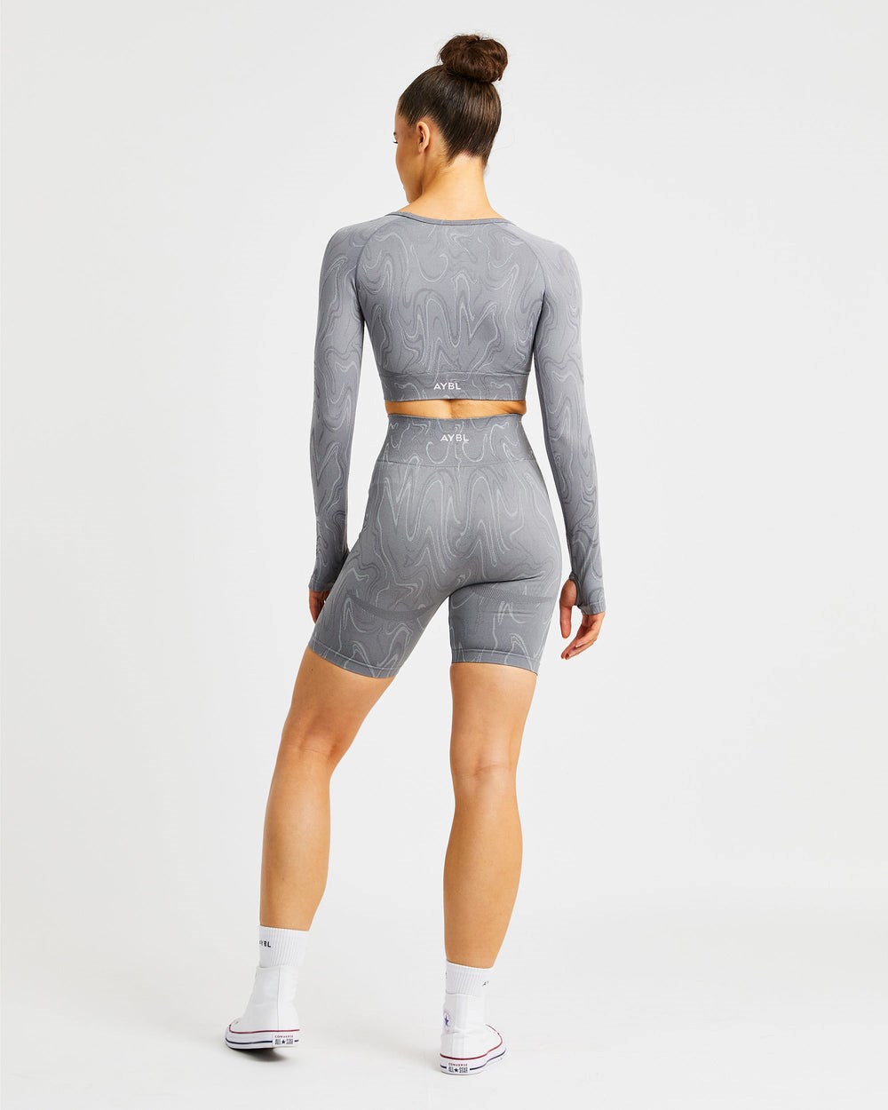 AYBL Velocity Seamless Long Sleeve Crop Top Siva | 10UPMTCVL