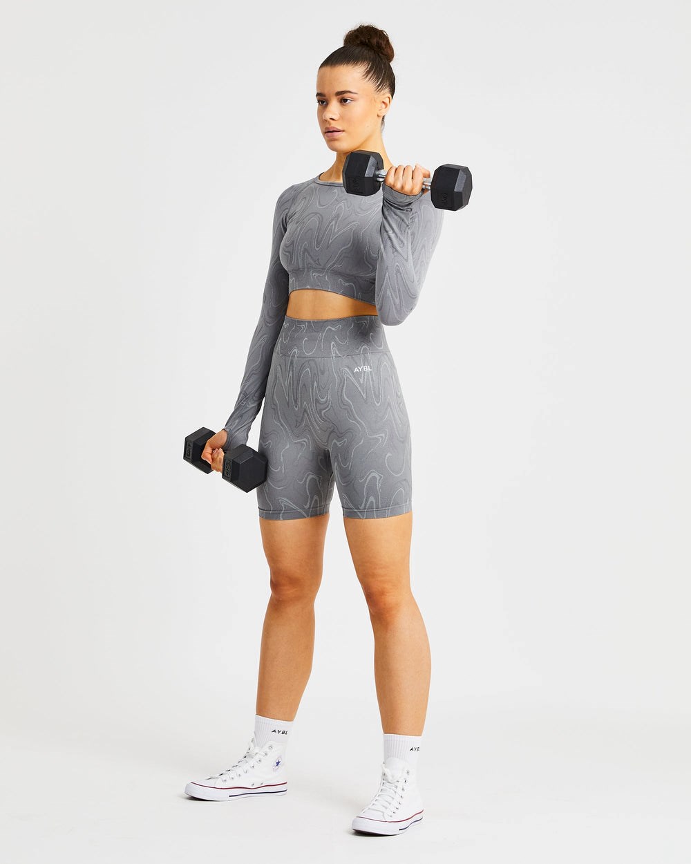 AYBL Velocity Seamless Long Sleeve Crop Top Siva | 10UPMTCVL