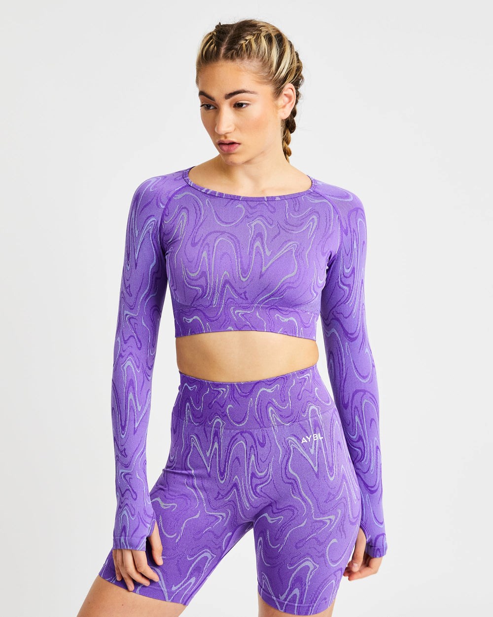 AYBL Velocity Seamless Long Sleeve Crop Top Nachový | 21HSXYOVU