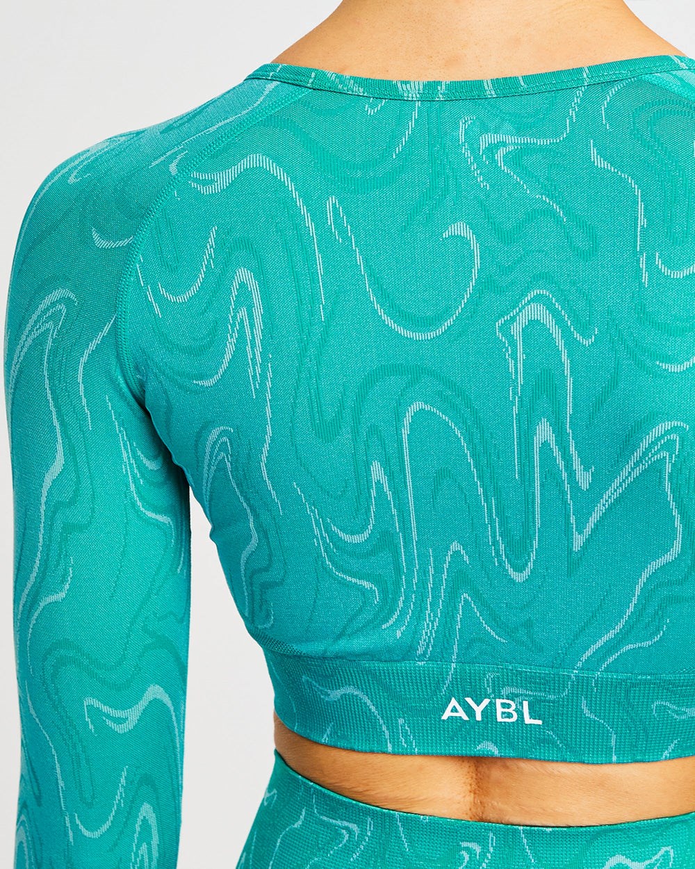 AYBL Velocity Seamless Long Sleeve Crop Top Tyrkysové | 51SFJAWMZ