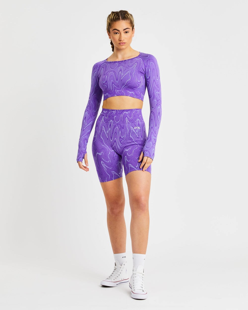 AYBL Velocity Seamless Long Sleeve Crop Top Nachový | 72PMRKSHG